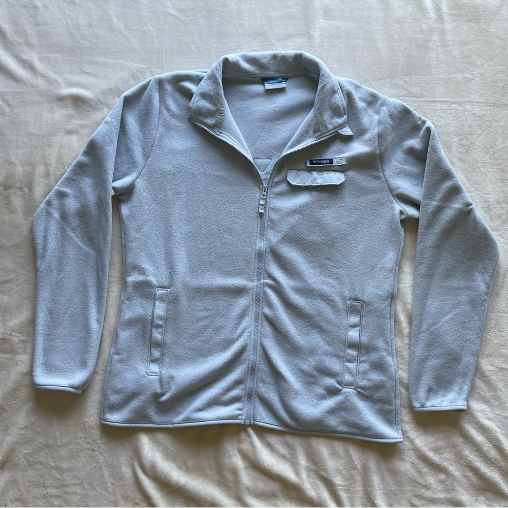 Columbia PFG Full Zip Fleece Light Gray size Large